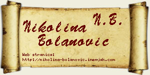 Nikolina Bolanović vizit kartica